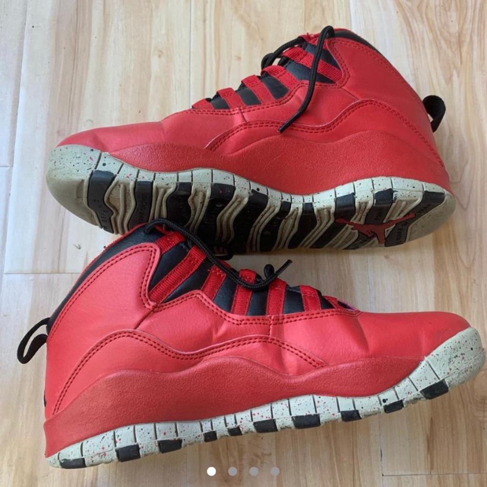 Air Jordan 10 shoes sneakers - red leather - 6.5 men’s or kids